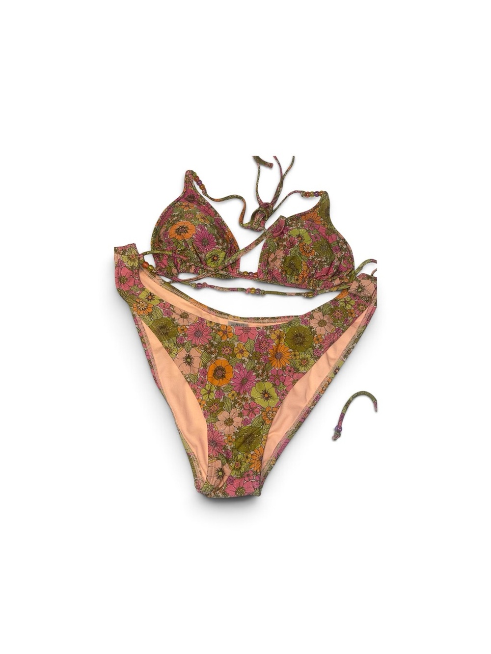 wild fable Floral Triangle Bikini in Pink and Olive Green